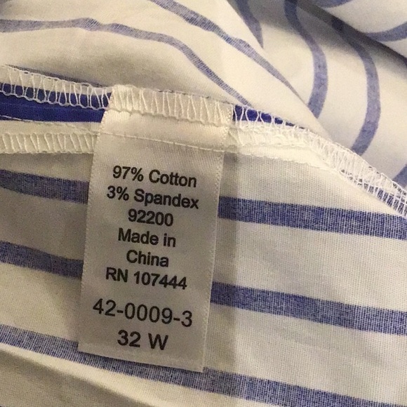Jessica London Blue and White striped relaxed fit poplin button up shirt 32W-3X - Picture 10 of 11